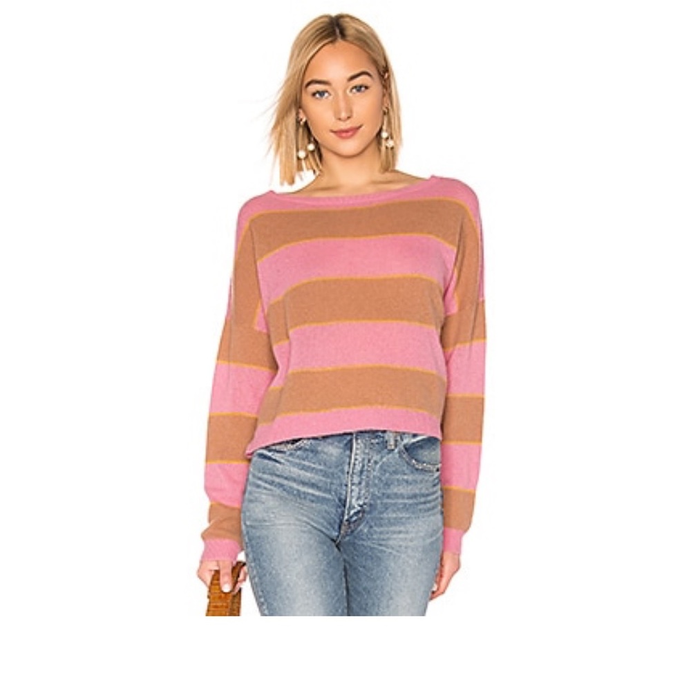 X ROCKY BARNES Valery Sweater in Carnation Multi- 360CASHMERE- size L